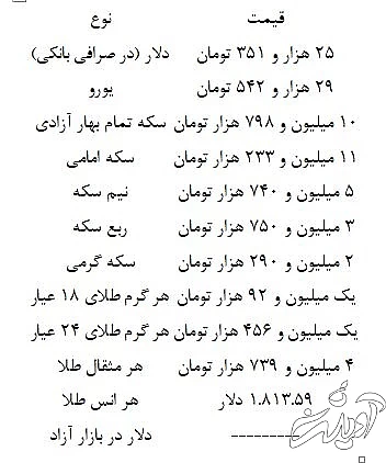 قیمت سکه، طلا و ارز ۱۴۰۰.۰۵.۱۳/ بازار ریخت